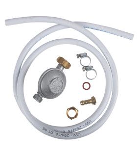 Flexible caoutchouc butane durée de vie 5 ans avec détendeur butane et colliers de serrage. 1.50m