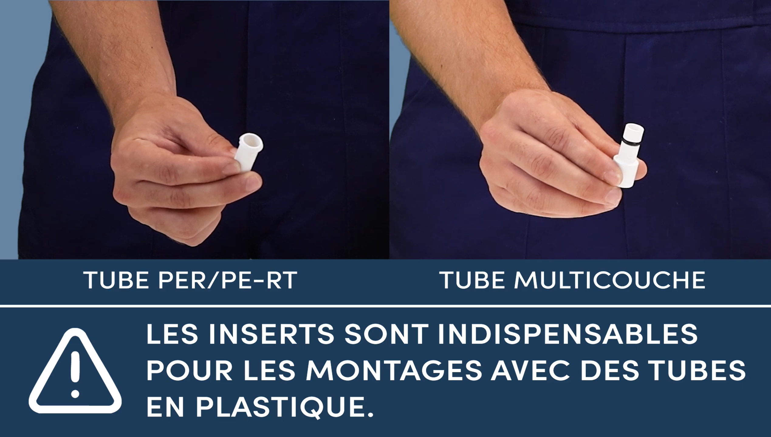 Comparatif des différents types d'inserts : PER, PE-RT et multicouche pour raccord Speedfit